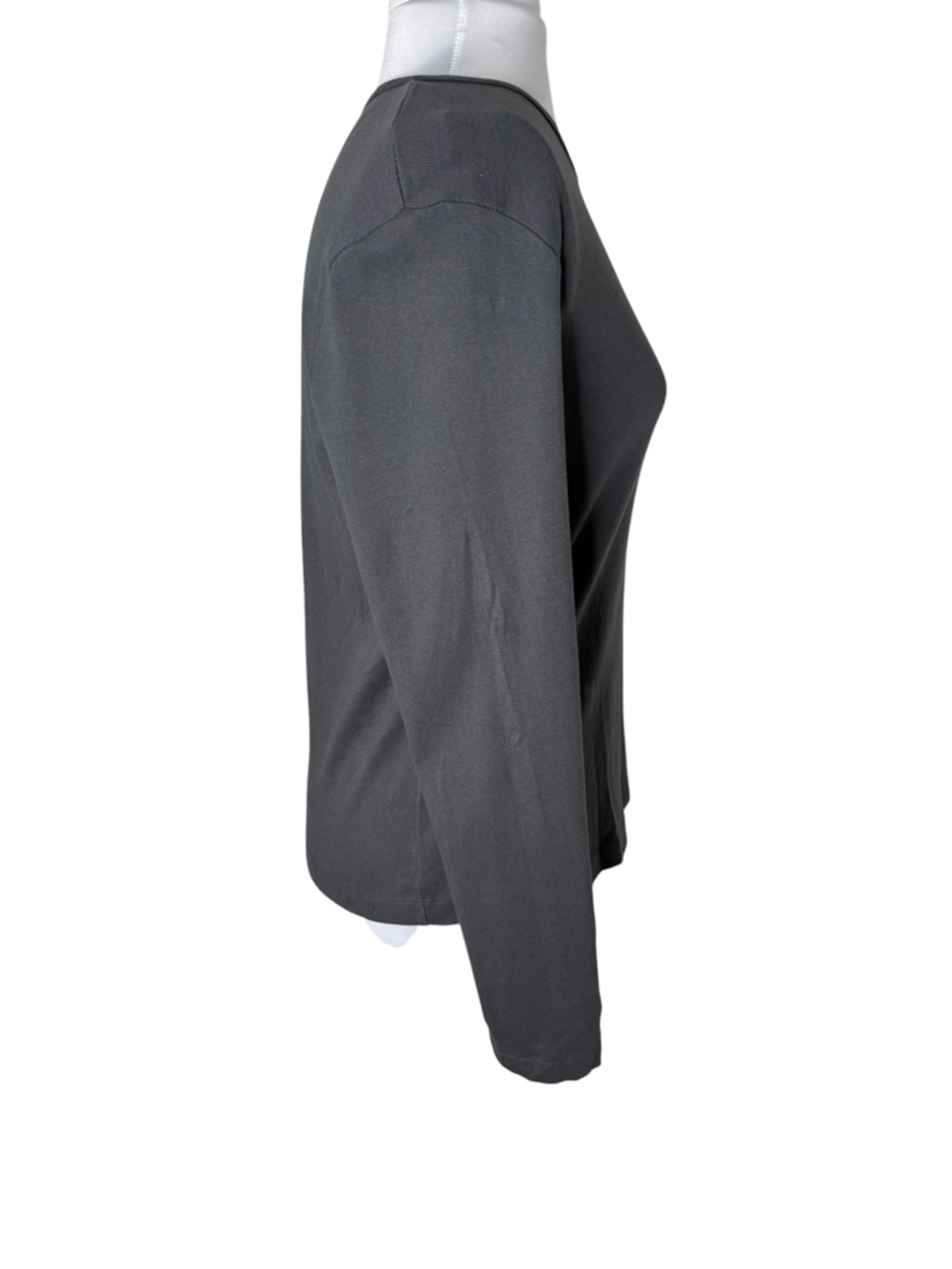 NWOT Jones NY Crew Neck Long Sleeve Charcoal Tee-Shirt Size L - Picture 3 of 5
